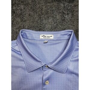 Peter Millar Summer Comfort Mens XXL Polo Shirt Wine Cocktail Glass AOP Blue EUC